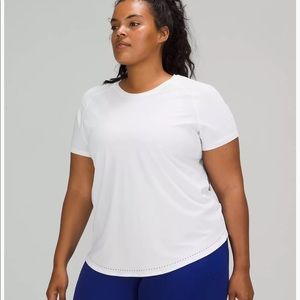 Rise and run short sleeve, white, size 4